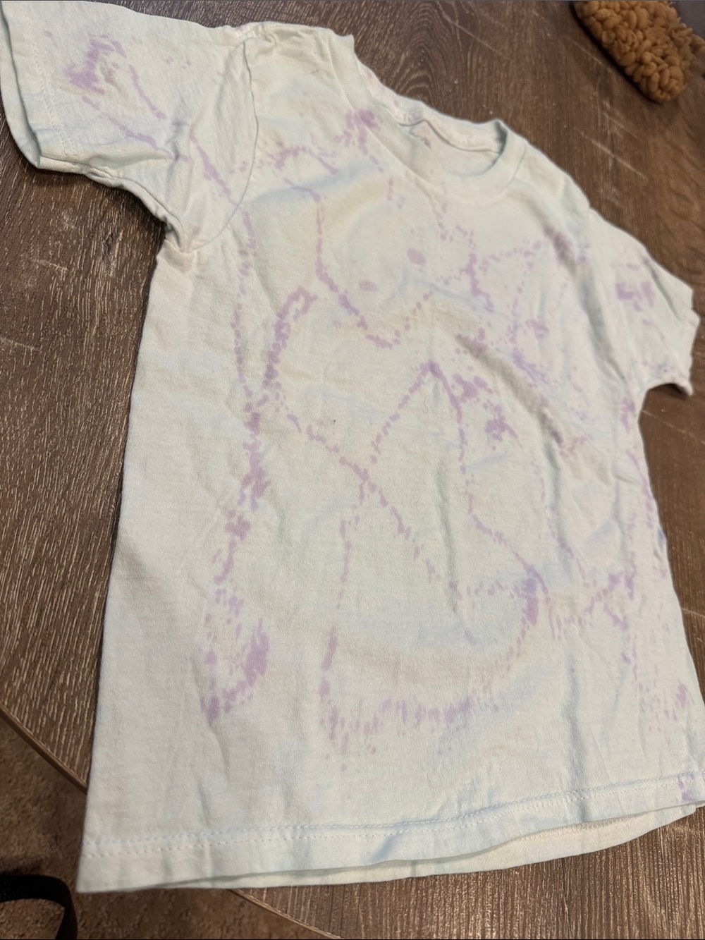 Kids Light Blue Tee with Lavender Tie-Dye Detail